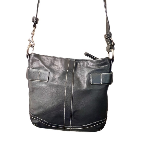 Vintage COACH Soho Slim Shoulder Bag Blk soft Leather #1452 like new - Picture 2 of 9